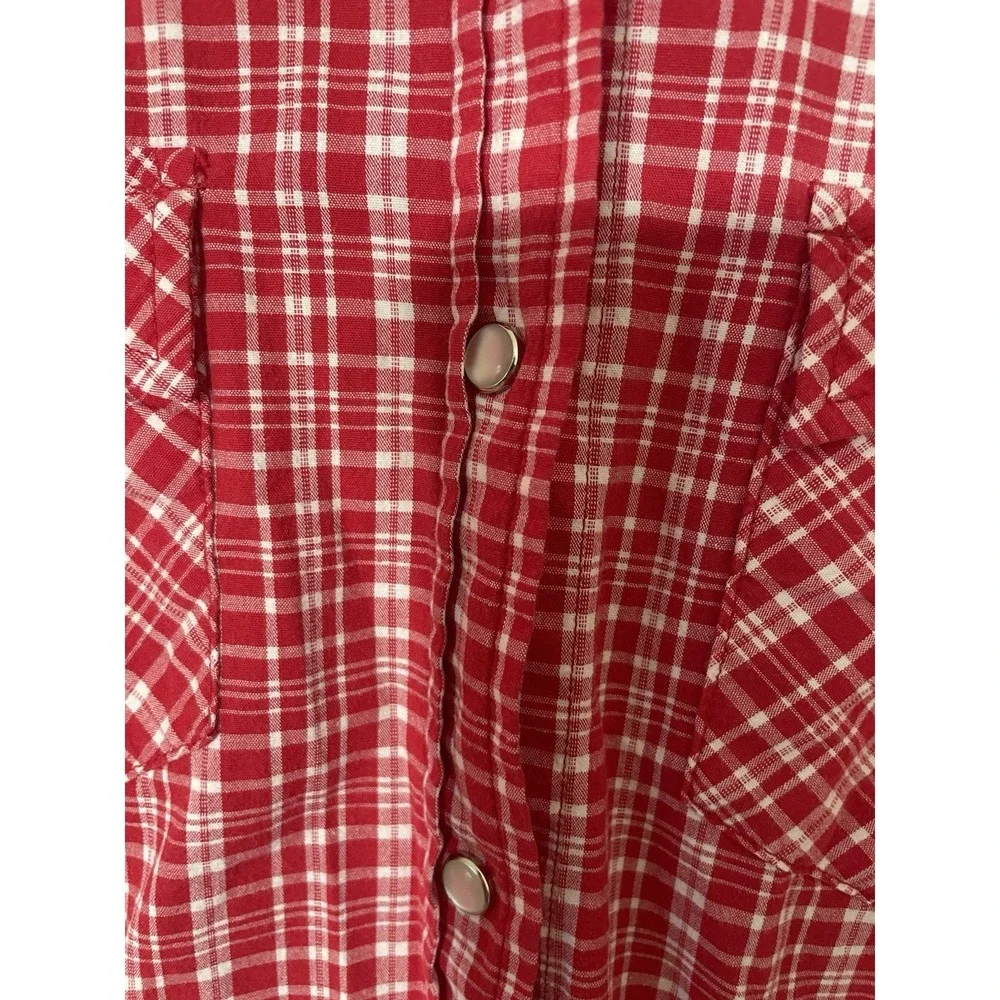 Roper Men's Long Sleeve Pearl Snap Plaid Shirt Size L‎ Red Western Rodeo Cowboy